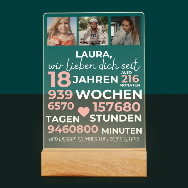 Fotocollage: Wir Lieben Dich Seit 18 Jahren - Druck Auf Acrylglas