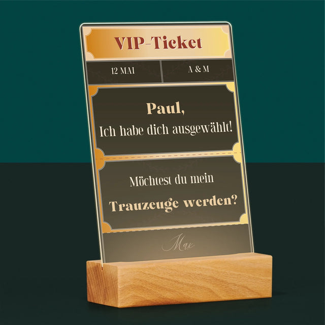 Name Und Unterschrift: Vip-Ticket- Trauzeuge - Druck Auf Acrylglas
