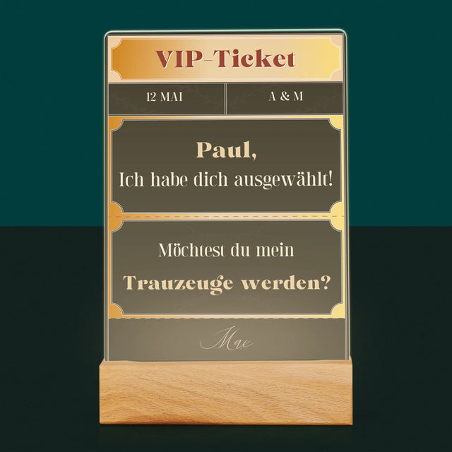 Name Und Unterschrift: Vip-Ticket- Trauzeuge - Druck Auf Acrylglas