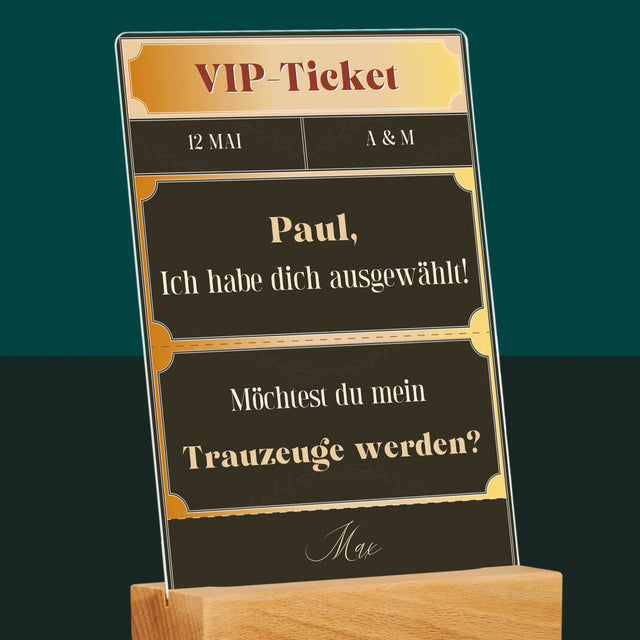 Name Und Unterschrift: Vip-Ticket- Trauzeuge - Druck Auf Acrylglas