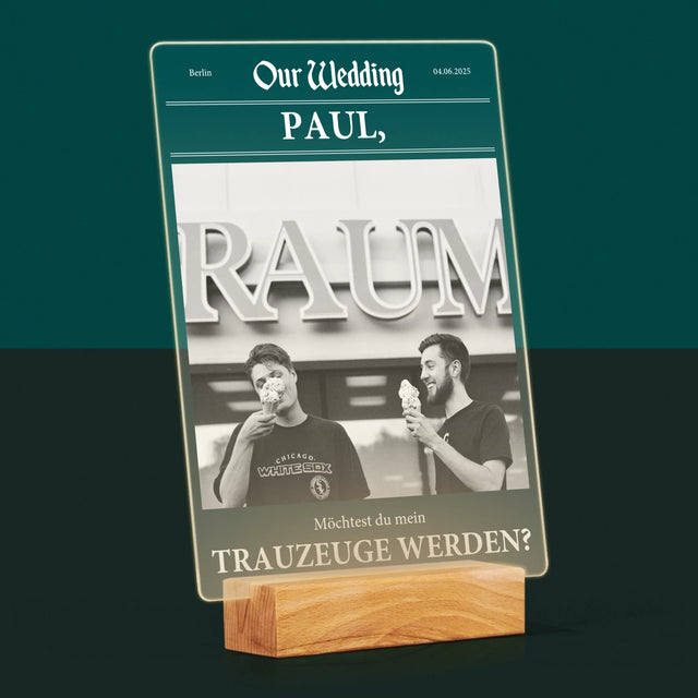 Foto Und Unterschrift: Our Wedding Trauzeuge - Druck Auf Acrylglas