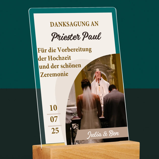 Foto Und Unterschrift: Danksagung Für Den Priester - Hochzeit - Druck Auf Acrylglas