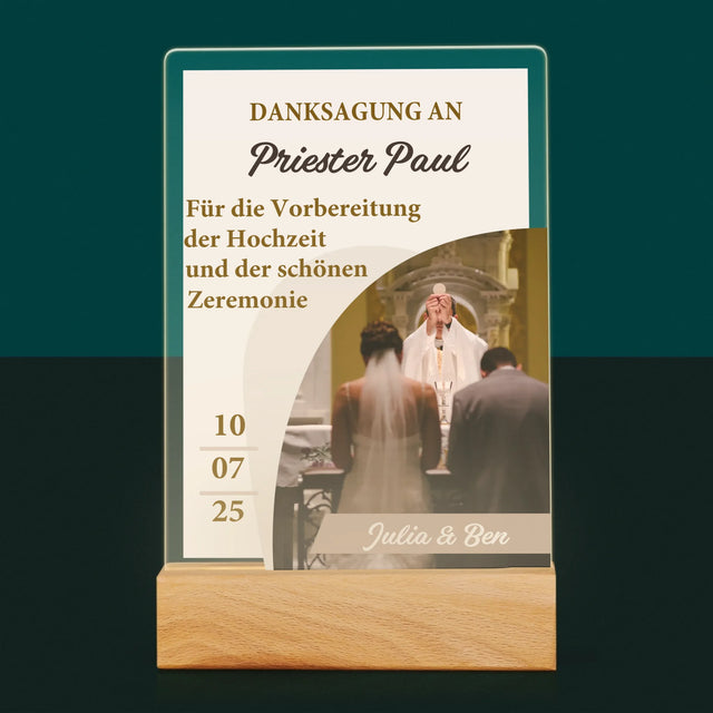 Foto Und Unterschrift: Danksagung Für Den Priester - Hochzeit - Druck Auf Acrylglas