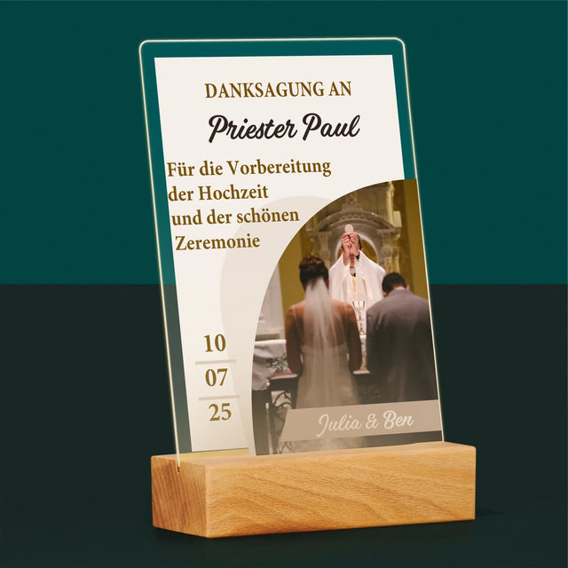 Foto Und Unterschrift: Danksagung Für Den Priester - Hochzeit - Druck Auf Acrylglas