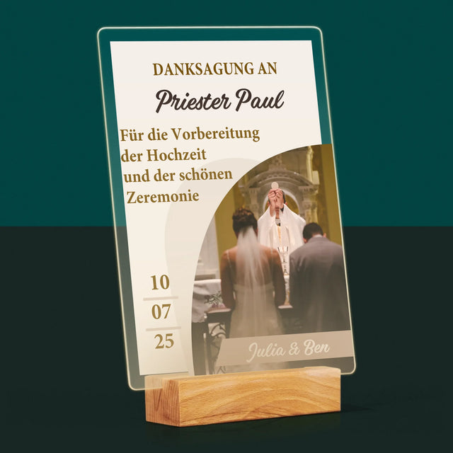 Foto Und Unterschrift: Danksagung Für Den Priester - Hochzeit - Druck Auf Acrylglas