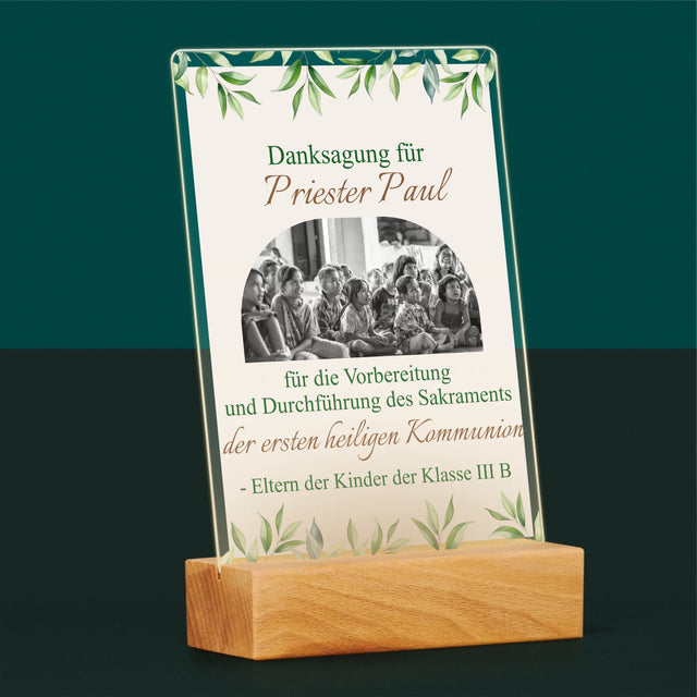 Foto Und Unterschrift: Dank An Den Priester-Kommunion - Druck Auf Acrylglas