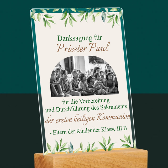 Foto Und Unterschrift: Dank An Den Priester-Kommunion - Druck Auf Acrylglas