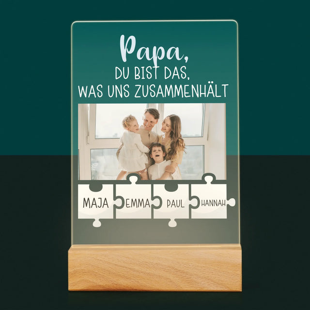 Foto Und Unterschrift: Papa, Du Bist Das, Was Uns Zusammenhält - Druck Auf Acrylglas