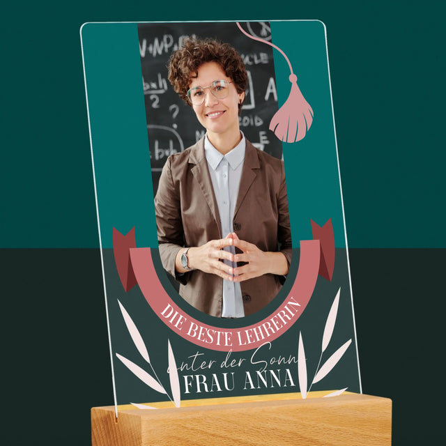 Foto Und Unterschrift: Die Beste Lehrerin Unter Der Sonne - Druck Auf Acrylglas