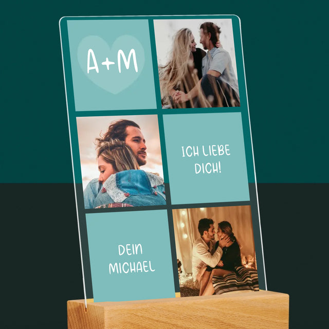 Fotocollage: Ich Liebe Dich Initialen - Druck Auf Acrylglas