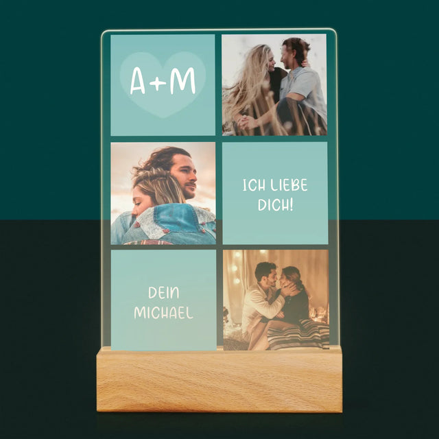 Fotocollage: Ich Liebe Dich Initialen - Druck Auf Acrylglas