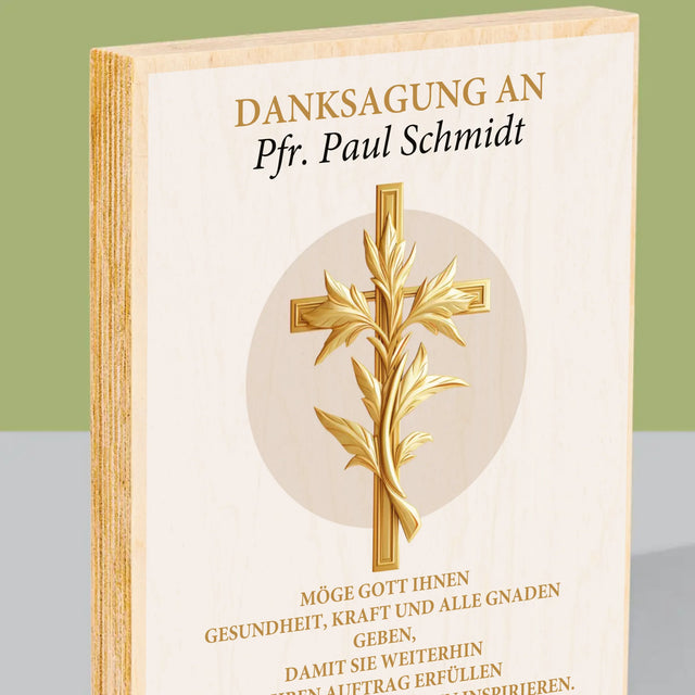 Name Und Unterschrift: Dank An Den Pfarrer - Druck Auf Holz