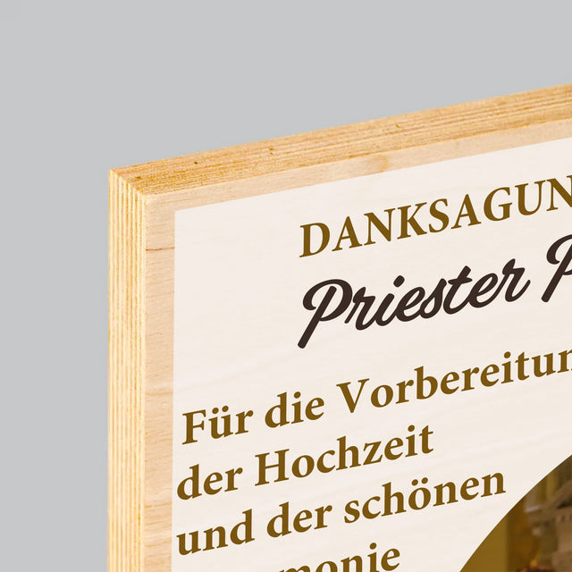 Foto Und Unterschrift: Danksagung Für Den Priester - Hochzeit - Druck Auf Holz