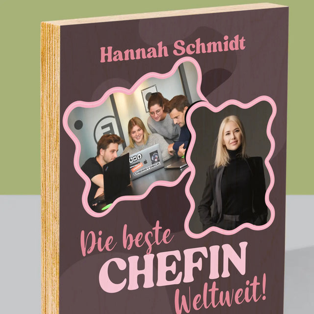 Fotocollage: Beste Chefin - Druck Auf Holz