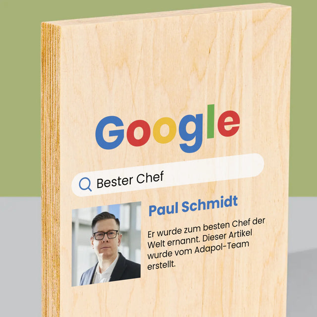 Foto Und Unterschrift: Bester Chef Google Ergebnis - Druck Auf Holz