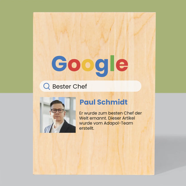 Foto Und Unterschrift: Bester Chef Google Ergebnis - Druck Auf Holz