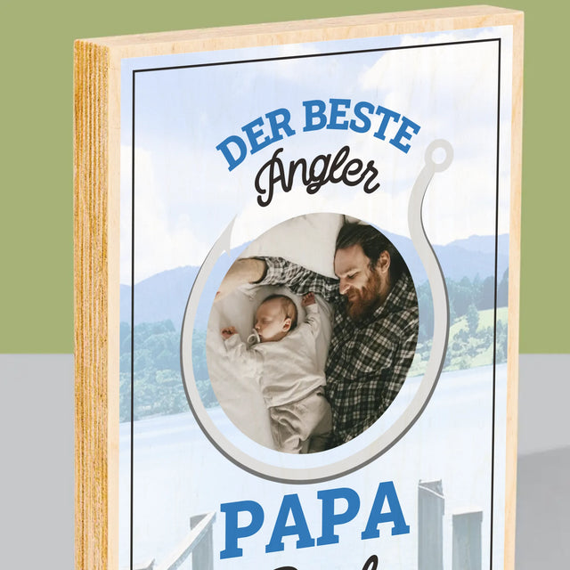 Foto Und Unterschrift: Bester Angel-Vater - Druck Auf Holz