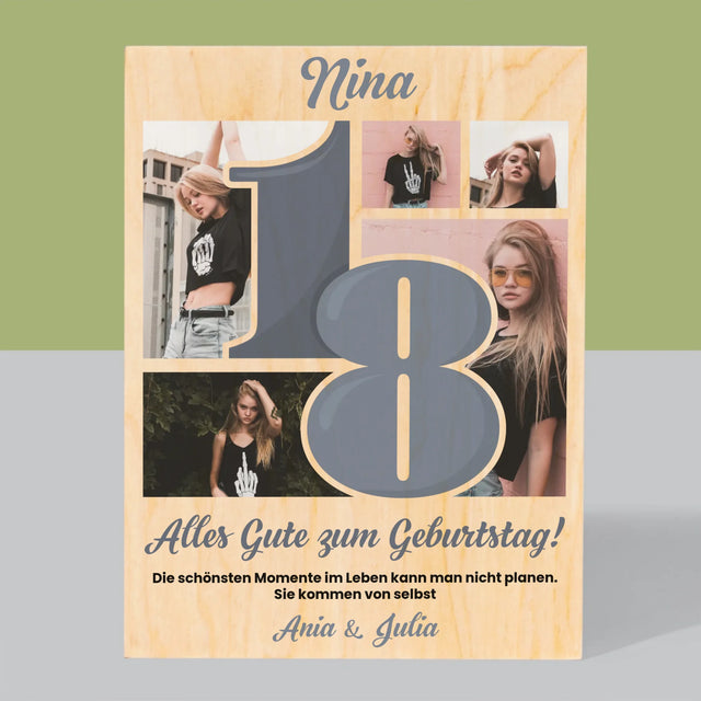Fotocollage: 18 - Schönsten Momente - Druck Auf Holz