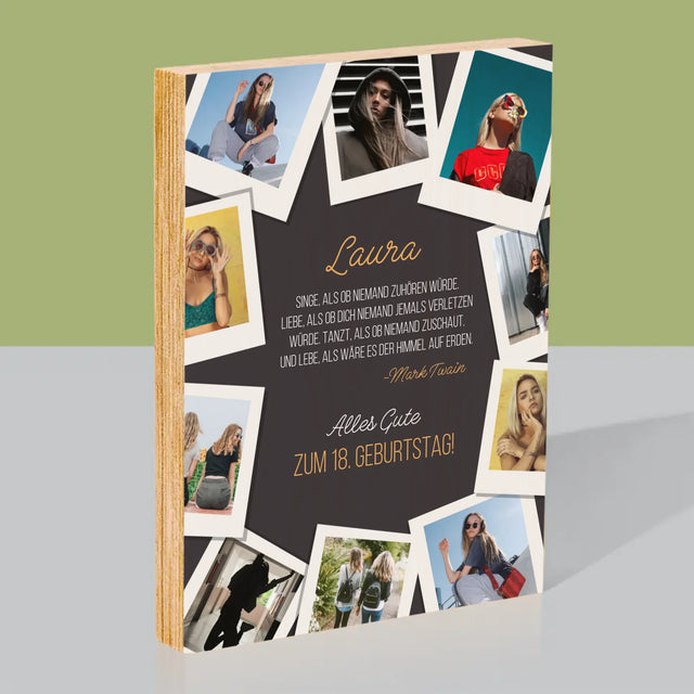 Fotocollage: Geburtstagswünsche - Druck Auf Holz