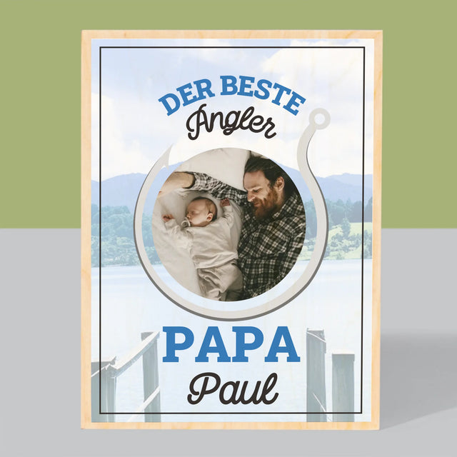 Foto Und Unterschrift: Bester Angel-Vater - Druck Auf Holz