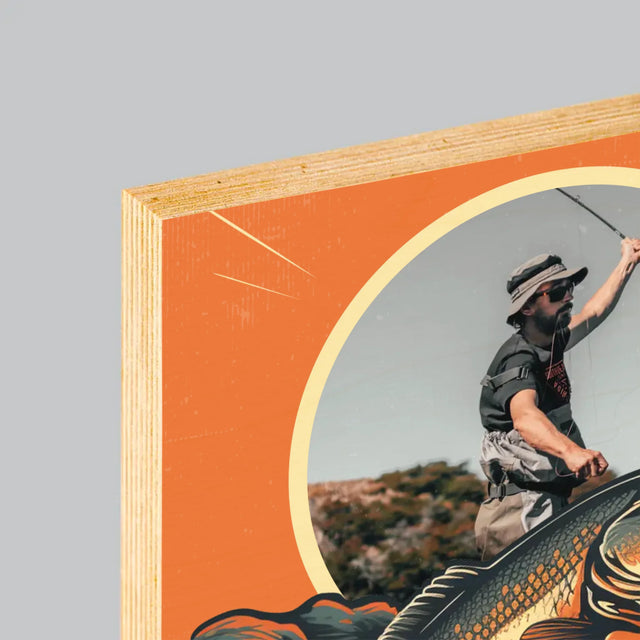 Foto Und Unterschrift: Der Beste Angler - Druck Auf Holz