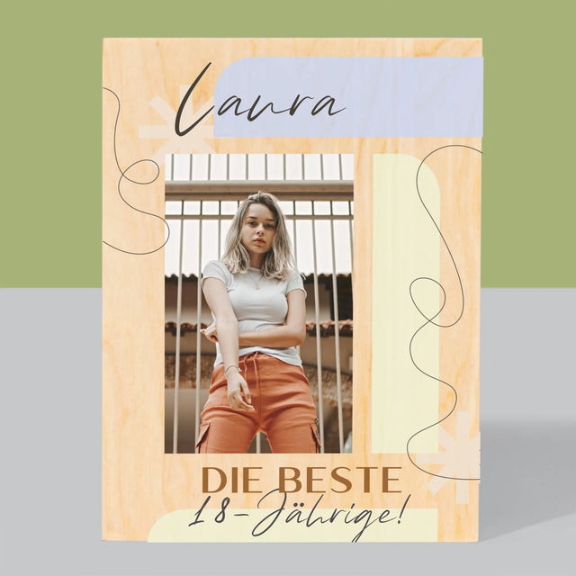 Foto Und Unterschrift: Beste 18-Jährige - Druck Auf Holz