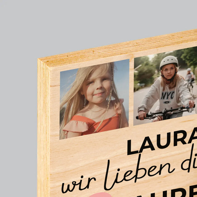 Fotocollage: Wir Lieben Dich Seit 18 Jahren - Druck Auf Holz