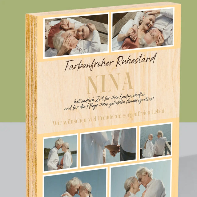 Fotocollage: Farbenfroher Ruhestand - Druck Auf Holz