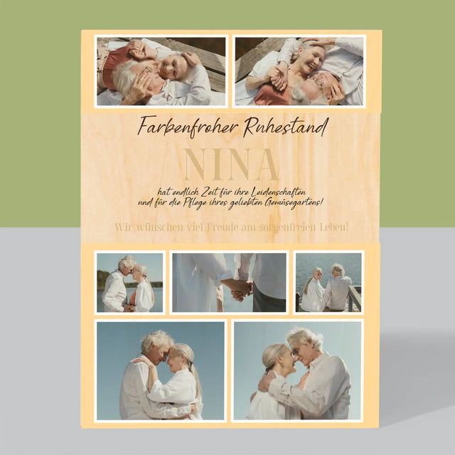 Fotocollage: Farbenfroher Ruhestand - Druck Auf Holz