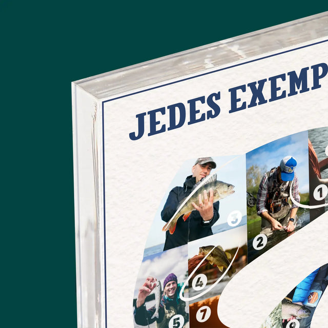 Form-Collage: Exemplar Eines Anglers - Acrylblock