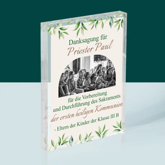 Foto Und Unterschrift: Dank An Den Priester-Kommunion - Acrylblock