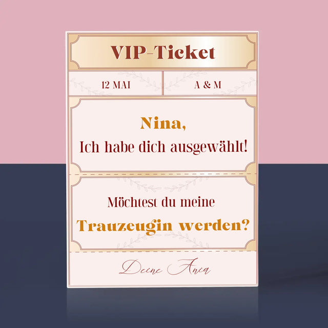 Name Und Unterschrift: Vip-Ticket- Trauzeugin - Acrylblock
