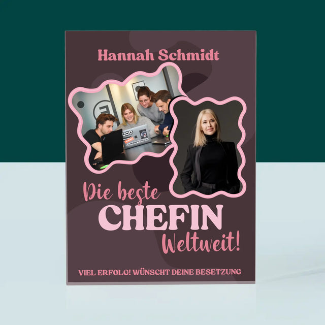 Fotocollage: Beste Chefin - Acrylblock