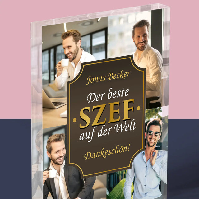 Fotocollage: Der Beste Chef Der Welt - Acrylblock