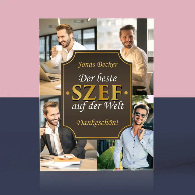 Fotocollage: Der Beste Chef Der Welt - Acrylblock