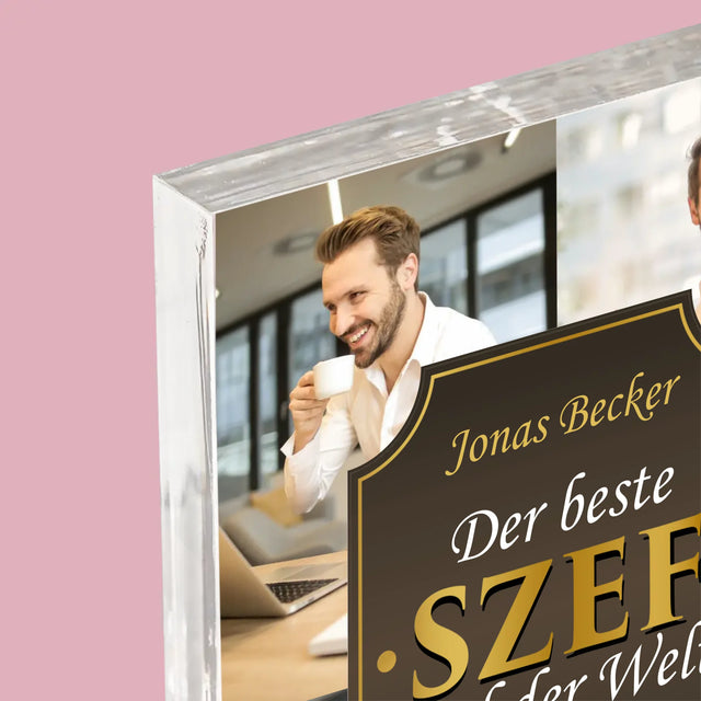 Fotocollage: Der Beste Chef Der Welt - Acrylblock