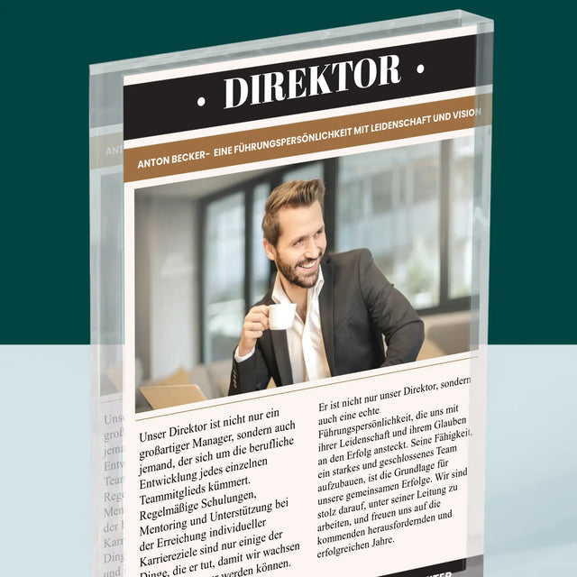 Magazin-Cover: Direktor - Acrylblock