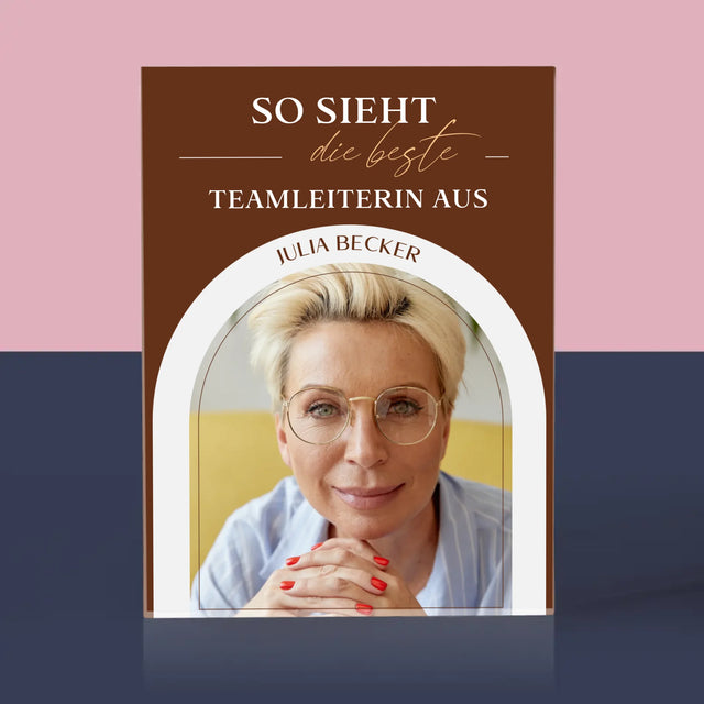 Foto Und Unterschrift: Bester Teamleiter - Acrylblock