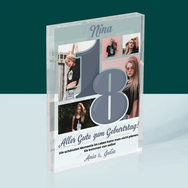 Fotocollage: 18 - Schönsten Momente - Acrylblock