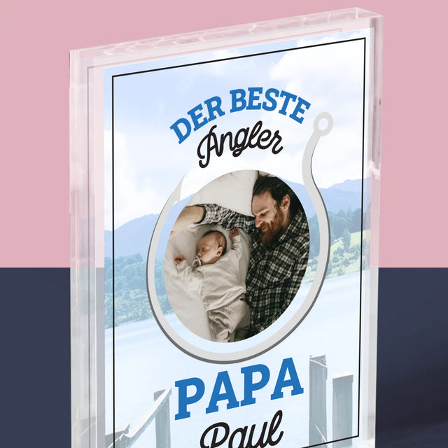 Foto Und Unterschrift: Bester Angel-Vater - Acrylblock