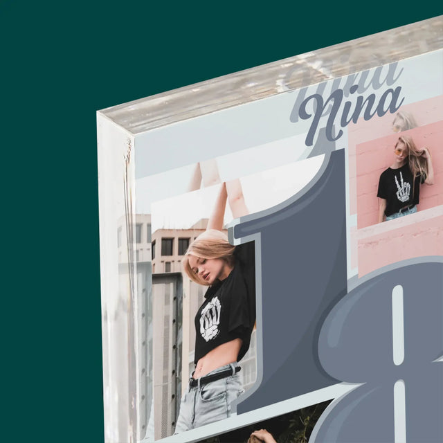 Fotocollage: 18 - Schönsten Momente - Acrylblock