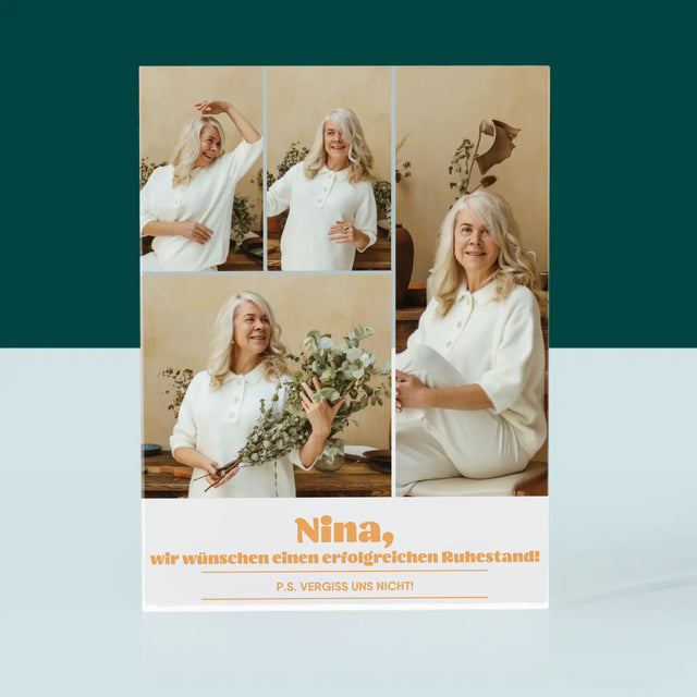 Fotocollage: Erfolgreicher Ruhestand - Acrylblock