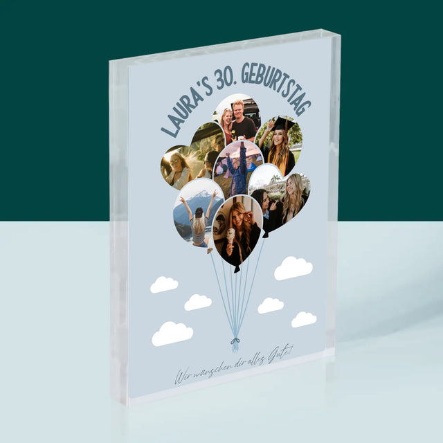 Form-Collage: Dreißig-Luftballons - Acrylblock