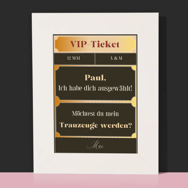 Name Und Unterschrift: Vip-Ticket- Trauzeuge - Bilderrahmen