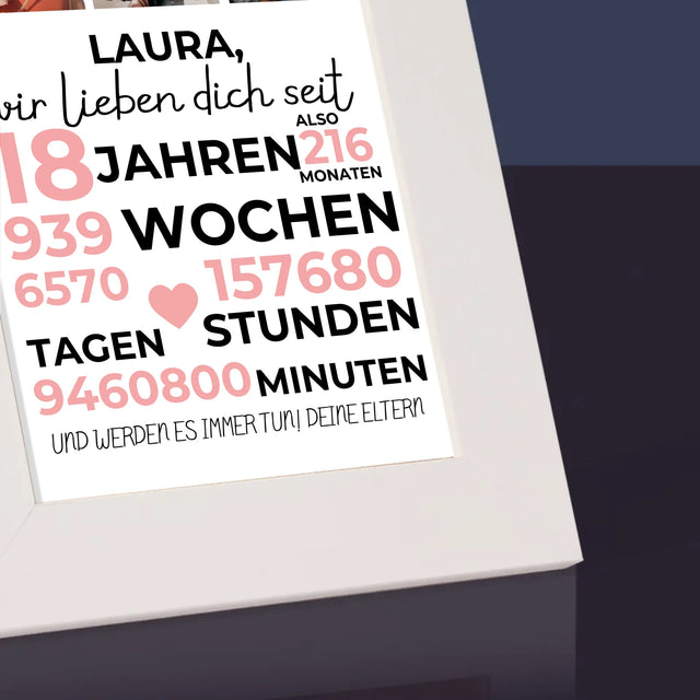 Fotocollage: Wir Lieben Dich Seit 18 Jahren - Bilderrahmen