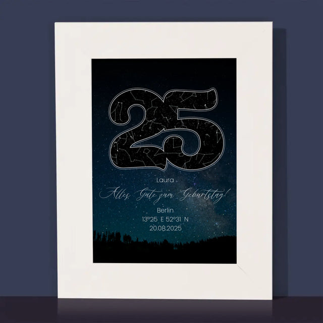 Sternkarte: Sterne-Zu Seinem 25. Geburtstag - Bilderrahmen