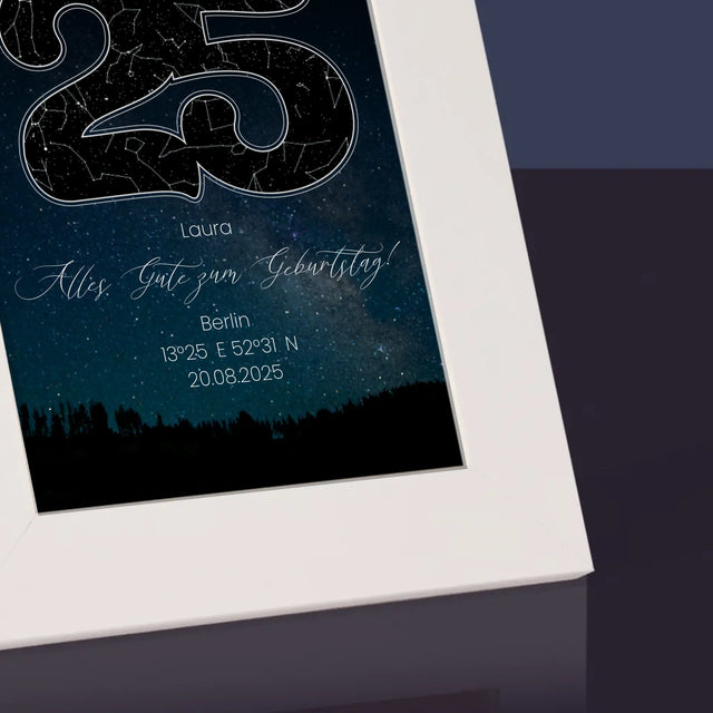 Sternkarte: Sterne-Zu Seinem 25. Geburtstag - Bilderrahmen