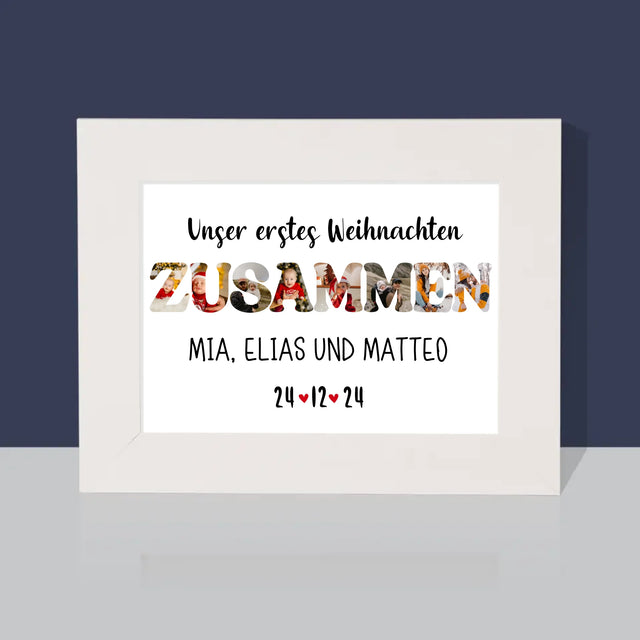 Buchstaben-Collage: Erstes Weihnachten Zusammen - Bilderrahmen