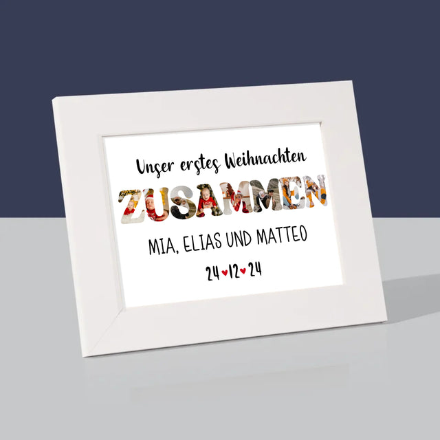 Buchstaben-Collage: Erstes Weihnachten Zusammen - Bilderrahmen