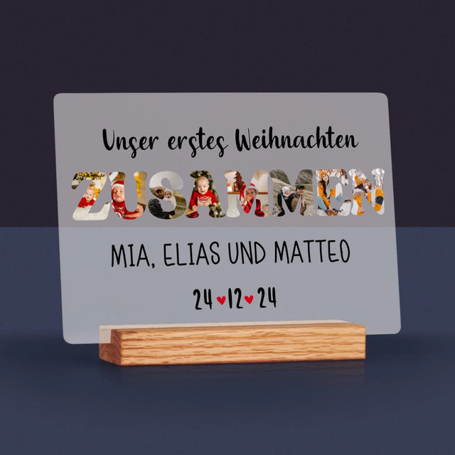 Buchstaben-Collage: Erstes Weihnachten Zusammen - Druck Auf Acrylglas